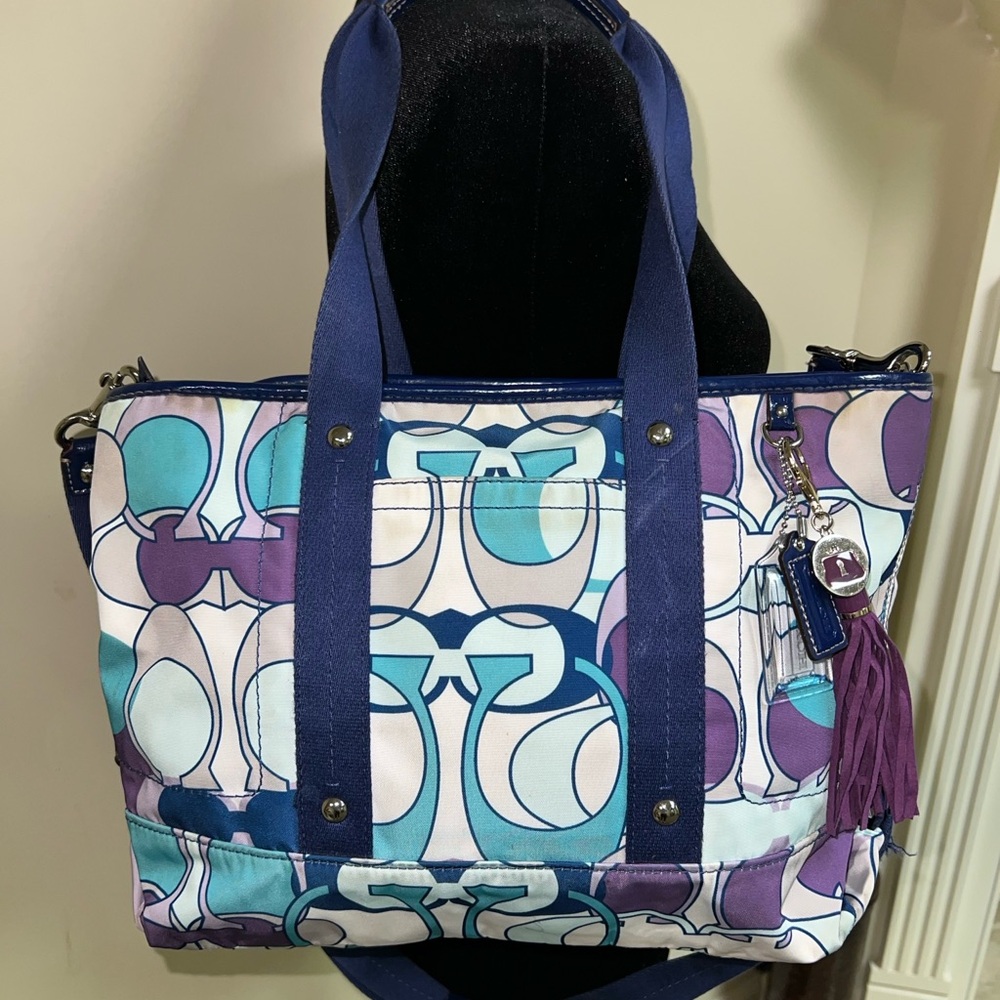Coach Poppy Multicolor Glam Tote – Blue/Purple Nylon